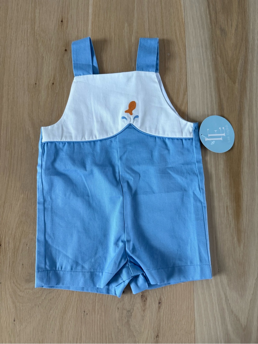 Little English Blue and White Shortall with Fish Accent